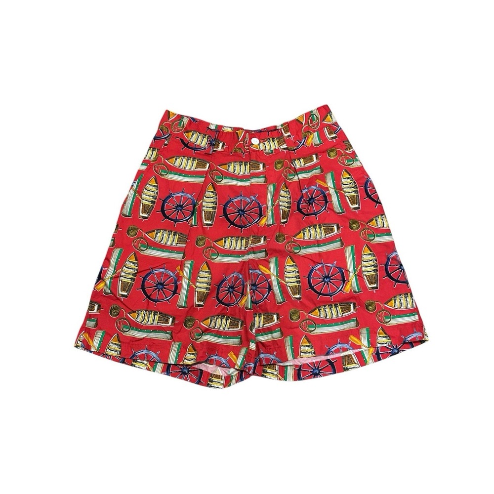 Vintage 90s Ruff Hewn Nautical Boat Print High Rise Shorts USA Size 4 EUC - Picture 2 of 5
